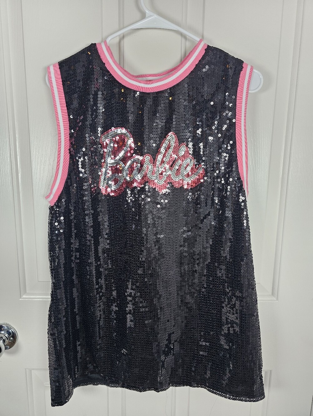 Barbie Jersey sequin Tank Black and pink Barbie Top Size M
